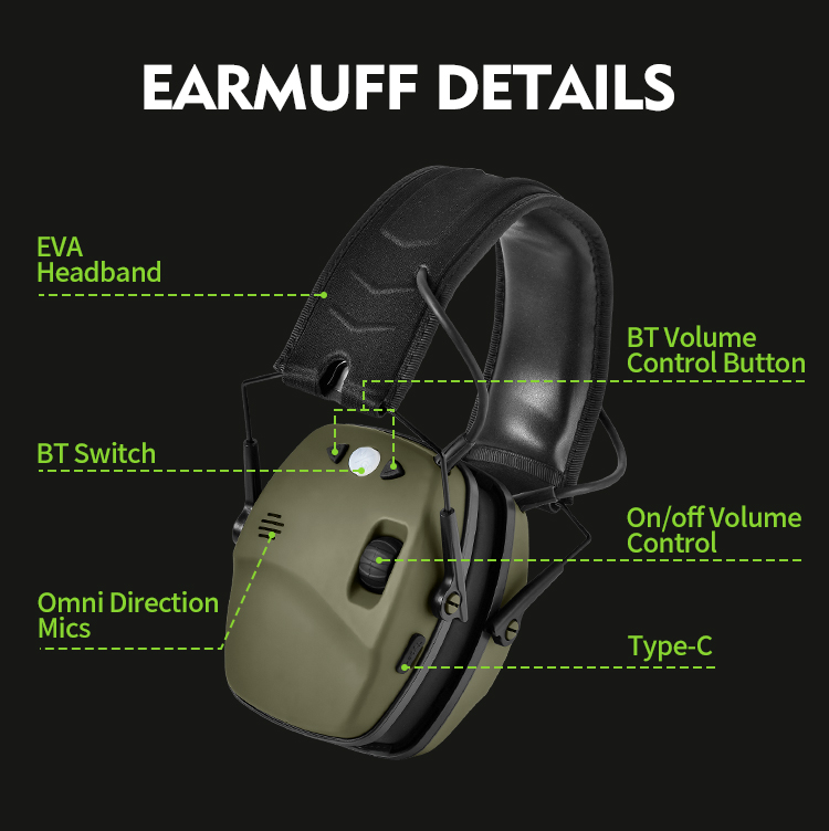 Noise Canceling Tactical Headset Anti Noise Sport Electronic Hearing Protection Earmuffs Active Tactical Headphones