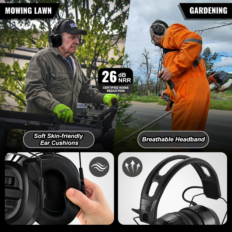 EM039 Bluetooth 6.0 Hearing Protection with Hi-Fi Rechargeable Battery Noise Reduction Safety Earmuffs for Mowing Workshops Snowblowing EM039 Bluetooth 6.0 Hearing Protection with Hi-Fi Rechargeable Battery Noise Reduction Safety Earmuffs for Mowing Workshops Snowblowing