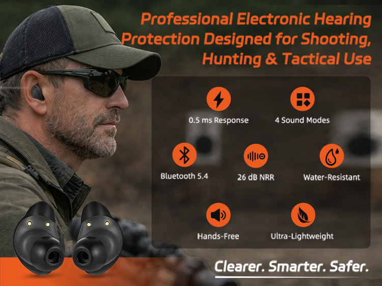 EP05 Electronic Shooting Earbuds with Bluetooth, SNR 29dB Hearing Protection, DSP Noise Reduction, for Shooting EP05 Electronic Shooting Earbuds with Bluetooth, SNR 29dB Hearing Protection, DSP Noise Reduction, for Shooting