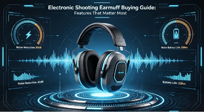 Electronic shooting earmuff features