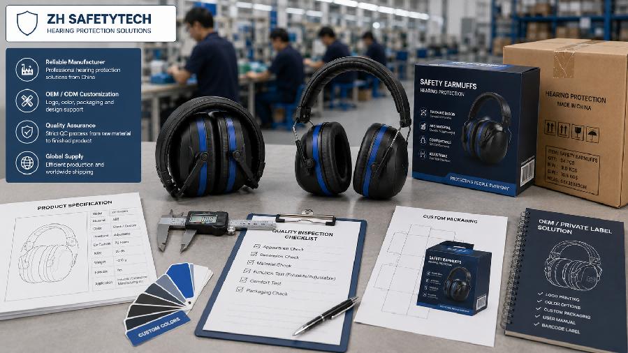 ABS foldable safety earmuff OEM customization and quality control