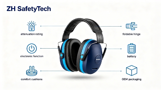 Foldable electric earmuff features and usage scenarios