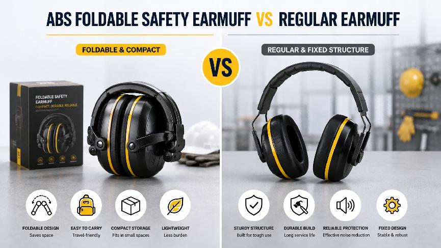 ABS foldable safety earmuff vs regular earmuff comparison for hearing protection buyers