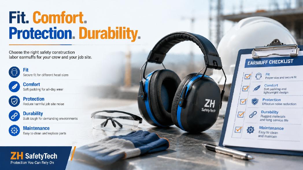 Safety construction labor earmuff selection checklist