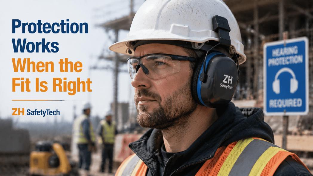 Construction PPE compatibility with safety earmuffs