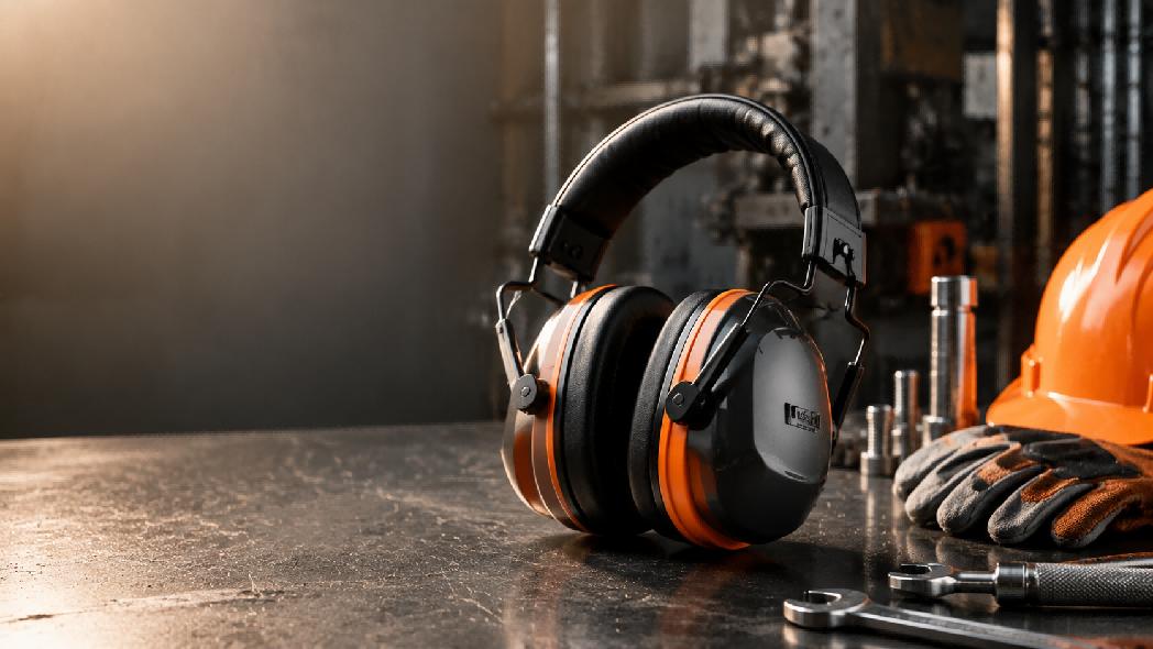 Noise cancelling earmuff for industrial work