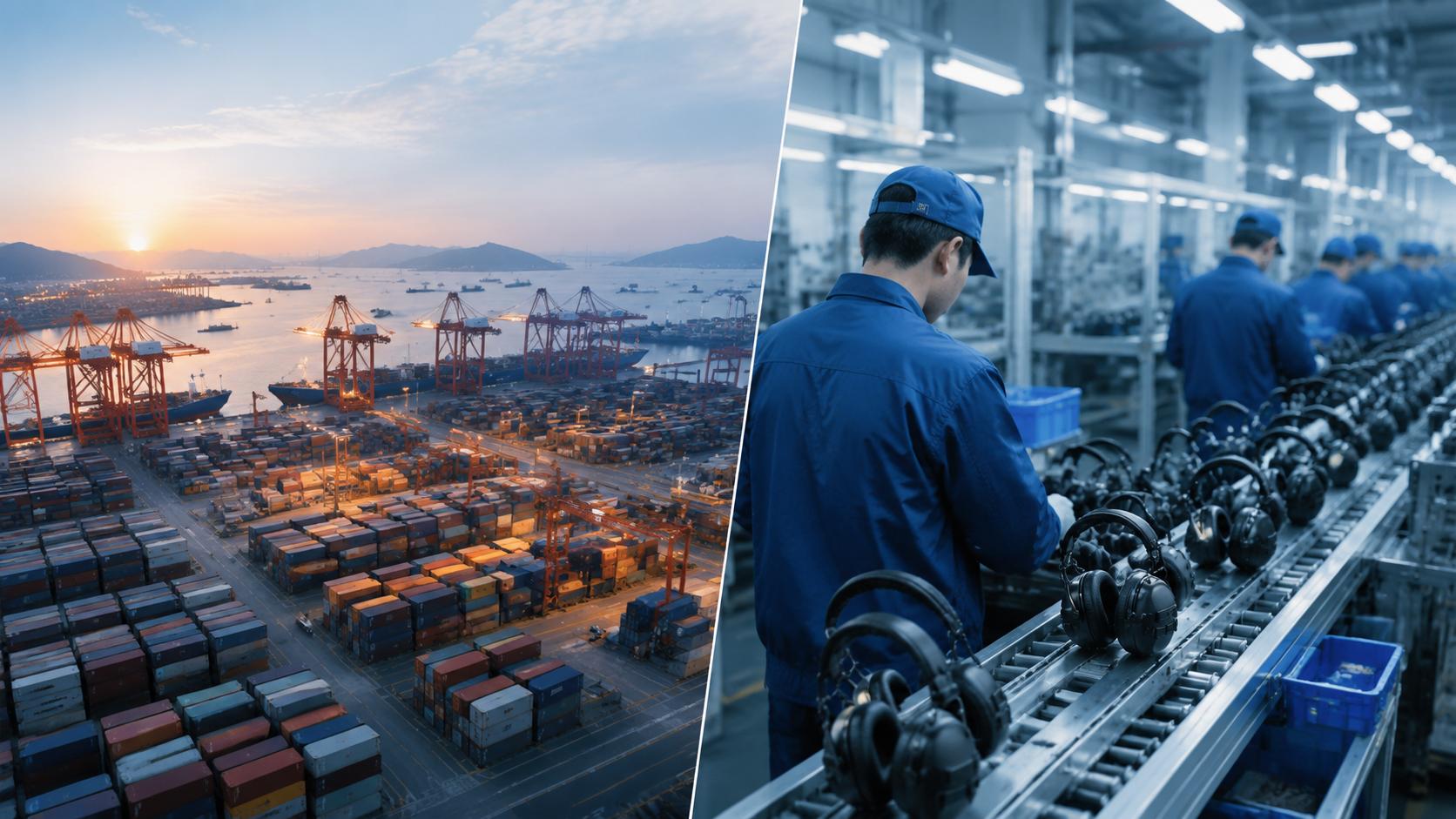 Zhejiang China Ningbo-Zhoushan port tactical headphone export supply chain ZH SafetyTech