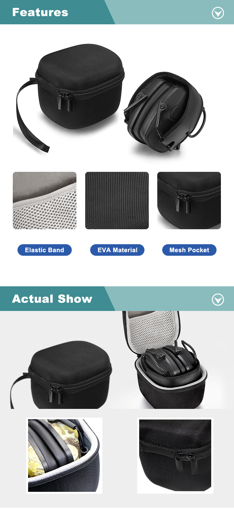HC01 Portable Zipper Hard Eva Travel Case for Earmuff Made in China HC01 Portable Zipper Hard Eva Travel Case for Earmuff Made in China