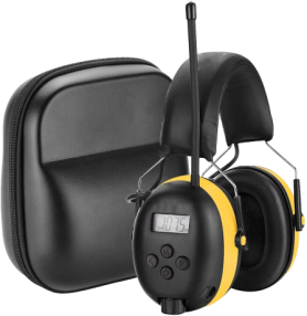 HC-03 Leather WaterproofProtective Case for Noise Reduction Earmuffs, Waterproof Shock‑Absorbing EVA Carrying Bag for Shooting Work Safety Earmuffs, Outdoor Travel Storage Pouch