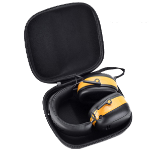 HC-03 Leather WaterproofProtective Case for Noise Reduction Earmuffs, Waterproof Shock‑Absorbing EVA Carrying Bag for Shooting Work Safety Earmuffs, Outdoor Travel Storage Pouch