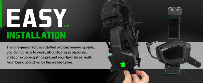 RH08 Walkie Talkie for Howard Leight Impact Sport Electronic Earmuffs with Rechargeable Battery