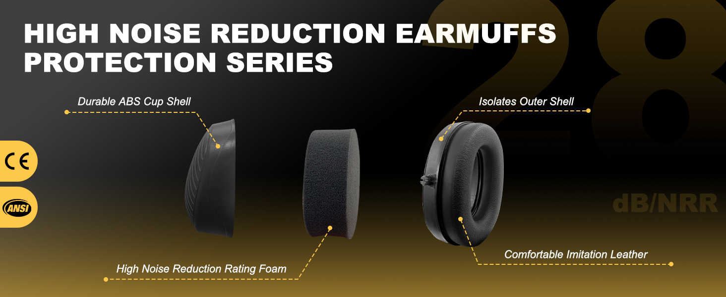 Shooting Work 25db Nrr Over Ear Headphones Passive Hearing Protection Noise Reduction Earmuffs for Adult
