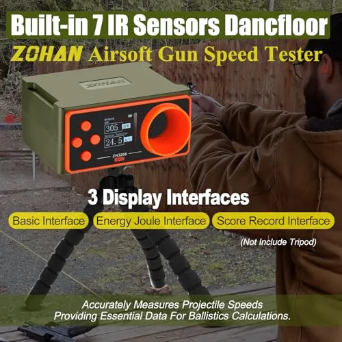 ZH3200 Airsoft Chronograph Speed Tester BB Gun FPS Joule Velocity Meter Rate of Fire Tester with Backlit LCD Display