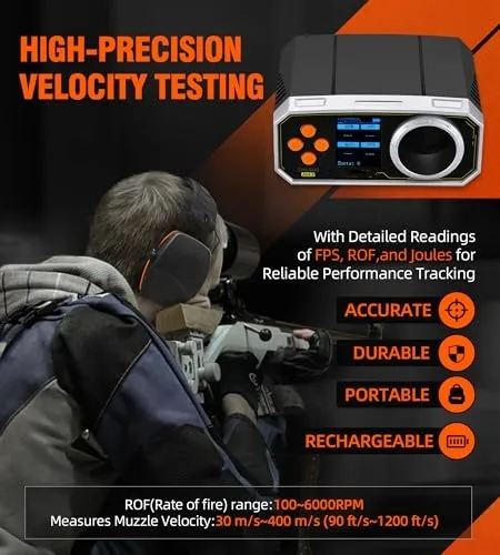 ZH6000 Upgrade Airsoft Shooting Chronograph, Gun Speed Tester for Airsoft, Ballistic Shooting, Paintball Bullet Velocity Tester, MPS/FPS Joules Air Rifle, Accurate & Reliable Speed Measurement