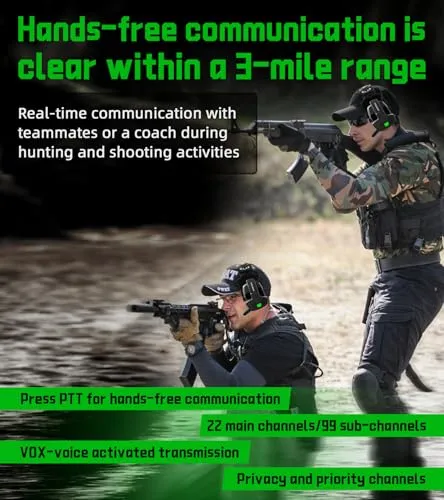 RH08 Walkie Talkie for Howard Leight Impact Sport Electronic Earmuffs with Rechargeable Battery