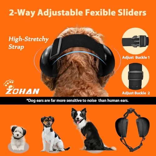 DG-01 Dog Ear Muffs for Noise Protection, Comfort Dog Noise Cancelling Ear Muffs with Fast Snap Lock for Fireworks, Thunder, Vacuums