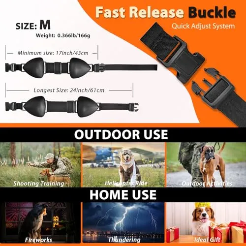 DG-01 Dog Ear Muffs for Noise Protection, Comfort Dog Noise Cancelling Ear Muffs with Fast Snap Lock for Fireworks, Thunder, Vacuums