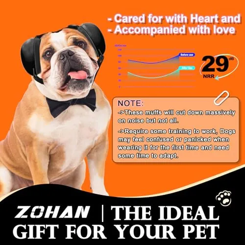 DG-01 Dog Ear Muffs for Noise Protection, Comfort Dog Noise Cancelling Ear Muffs with Fast Snap Lock for Fireworks, Thunder, Vacuums