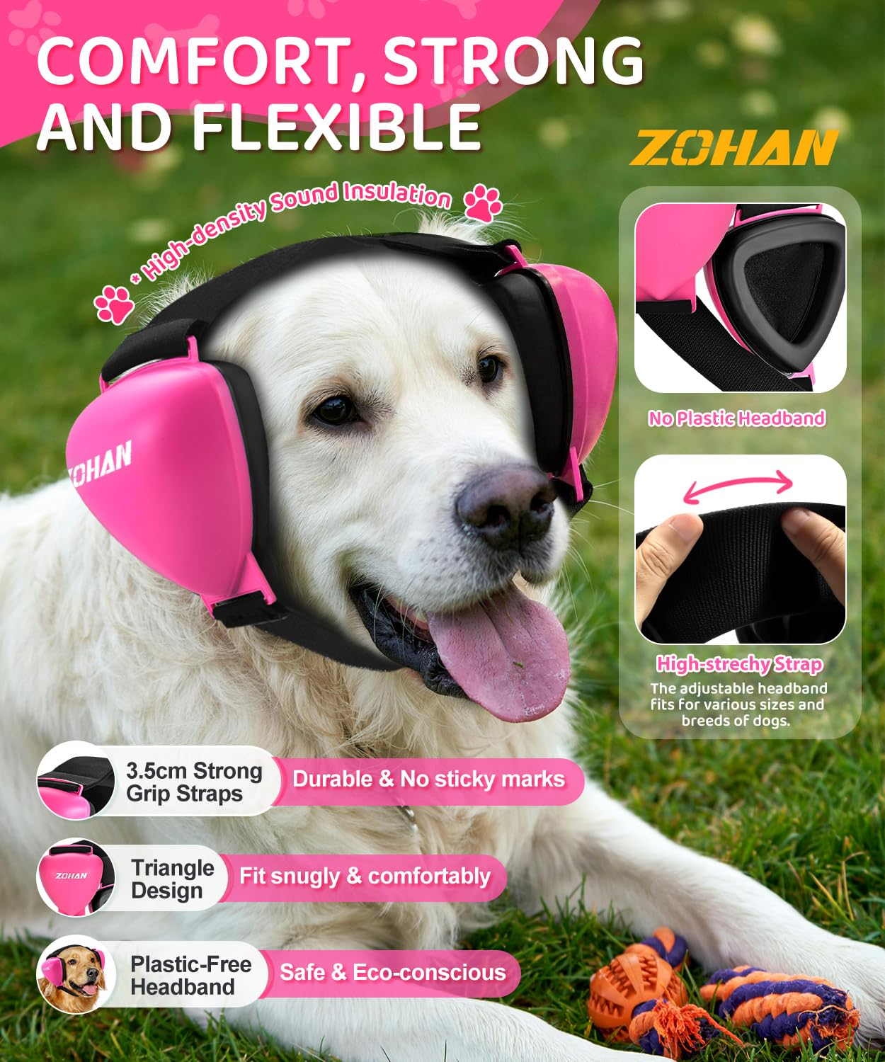 DG02 Upgraded Dog Ear Muffs Noise Protection - Dog Headphones Noise Cancelling with No Plastic for Fireworks, Thunder