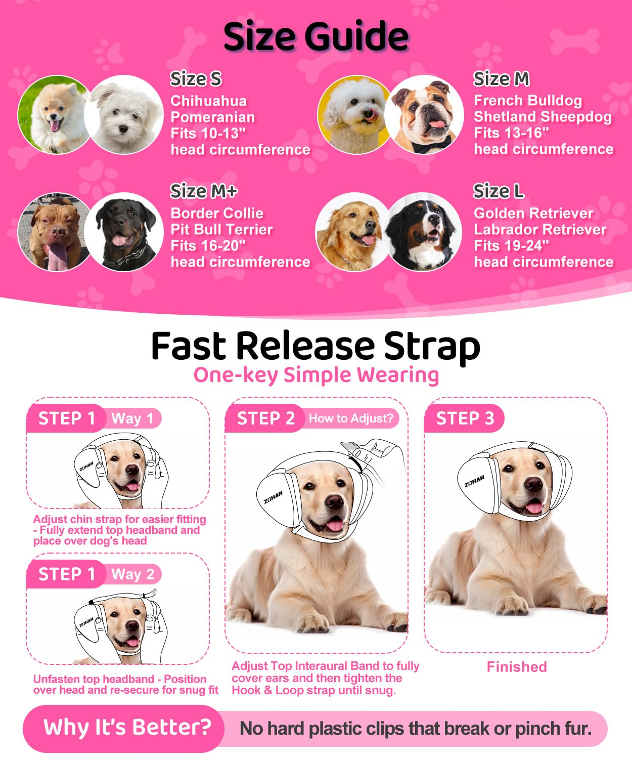 DG02 Upgraded Dog Ear Muffs Noise Protection - Dog Headphones Noise Cancelling with No Plastic for Fireworks, Thunder