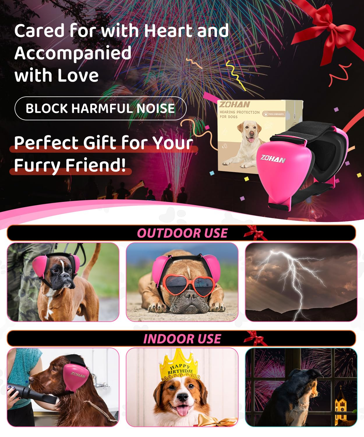 DG02 Upgraded Dog Ear Muffs Noise Protection - Dog Headphones Noise Cancelling with No Plastic for Fireworks, Thunder